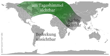 Globale Sichtbarkeitsbedingungen der Venusbedeckung vom 18. Juni 2007